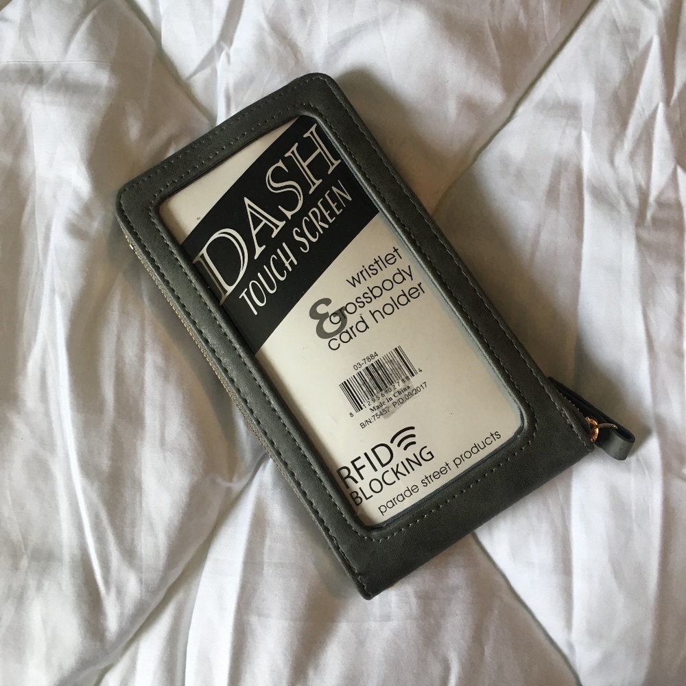 Gray Wallet/clutch with Phone window